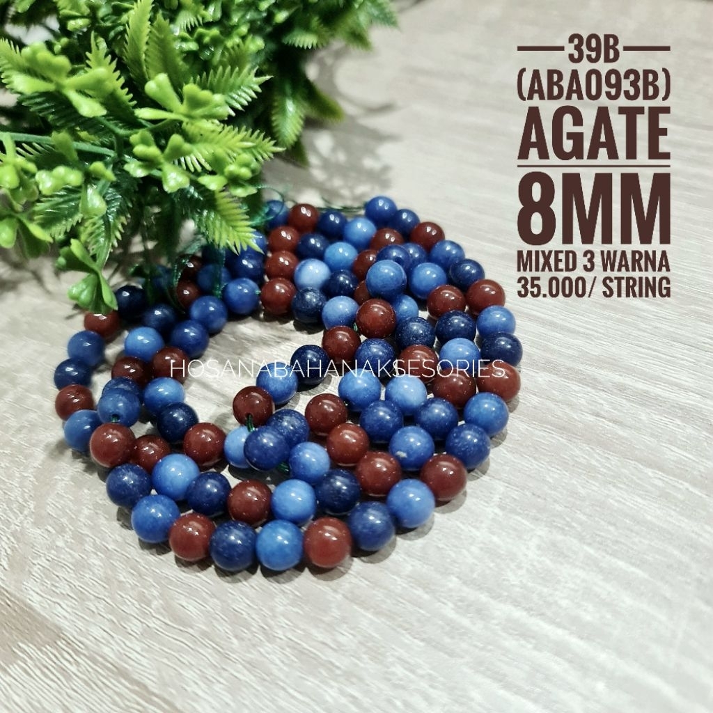 Batu agate /Batu alam /Batu 8mm / bahan gelang/ Bahan Kalung