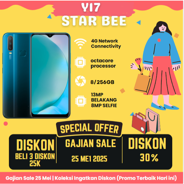 SMARTPHON  VIVO Y17 RAM 8/256 GB FULLSET BERGARANSI TERMURAH
