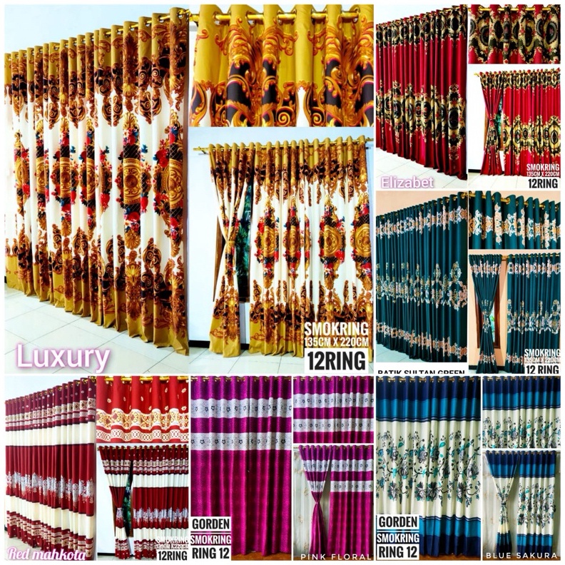 KODE Y59J Gorden Pintu Jendela Smokering 12 Lubang Gorden Jendela Korden Motif Karakter