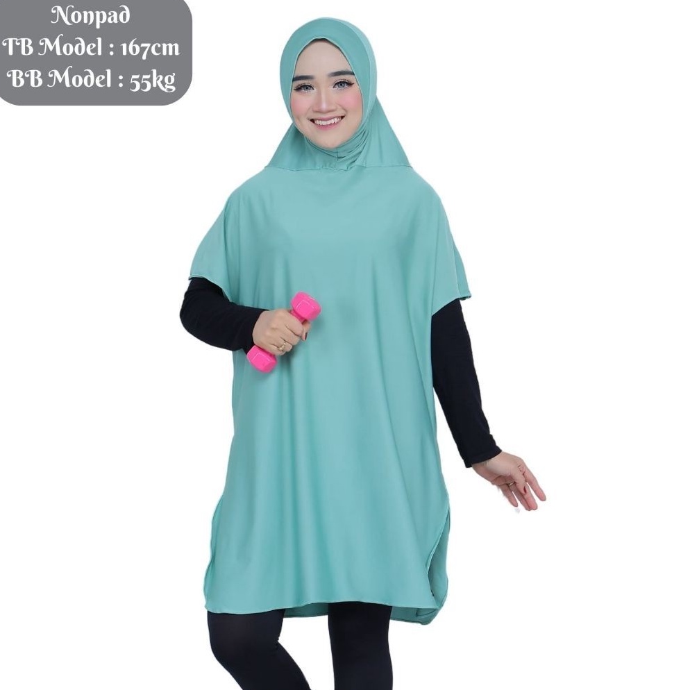 KODE O63Q Hijab Rompi Sport Jilbab Renang Muslimah Model Nonpad Size Jumbo MAWADDAH Zahira Sport