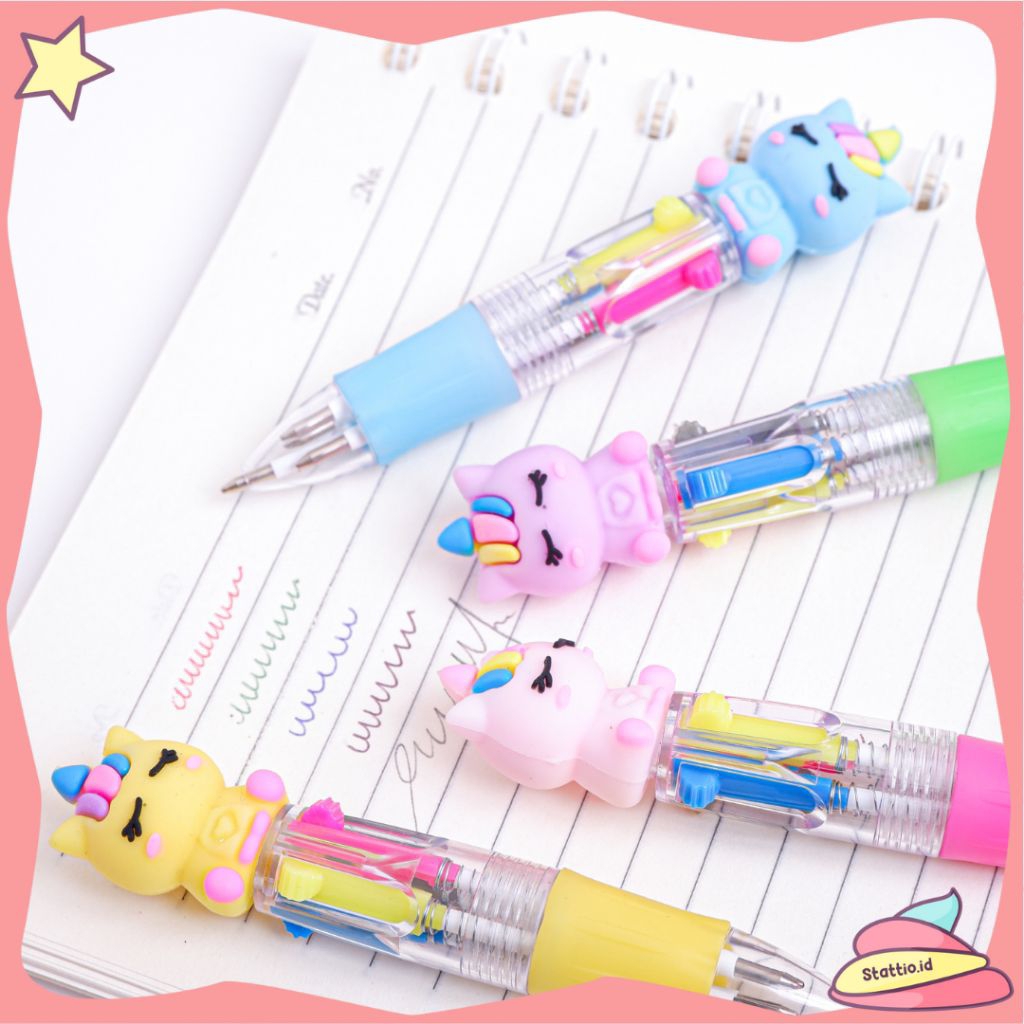 

Pena 4 Warna Pendek Unicorn Pulpen Mini Bolpen Bollpoint Bolpoin Kuda Poni