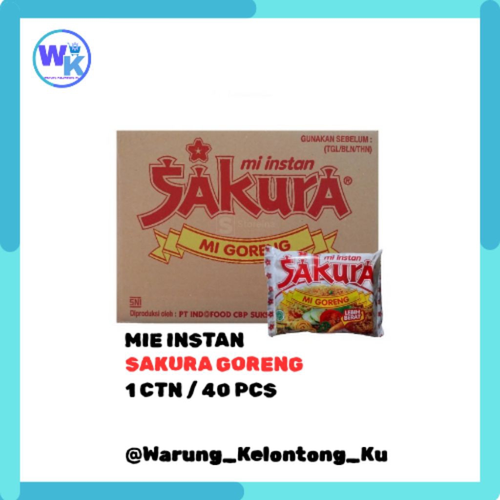 

Mie Goreng Sakura 60gr | 1 Karton Isi 40 pcs | Mie Goreng Murah & Enak | Cocok Anak Kos & Stok Rumah | Warung_Kelontong_Ku