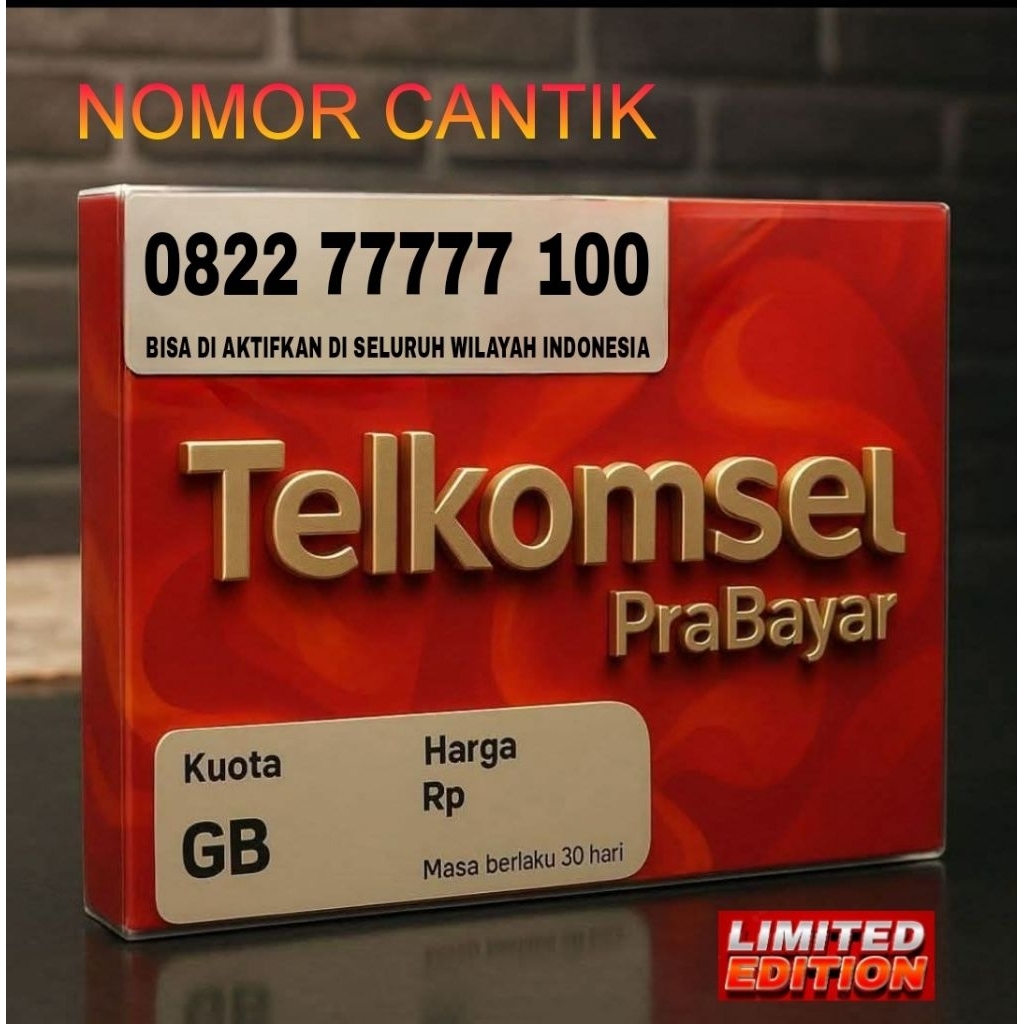 Nomor cantik kartu perdana telkomsel prabayar 77777 100