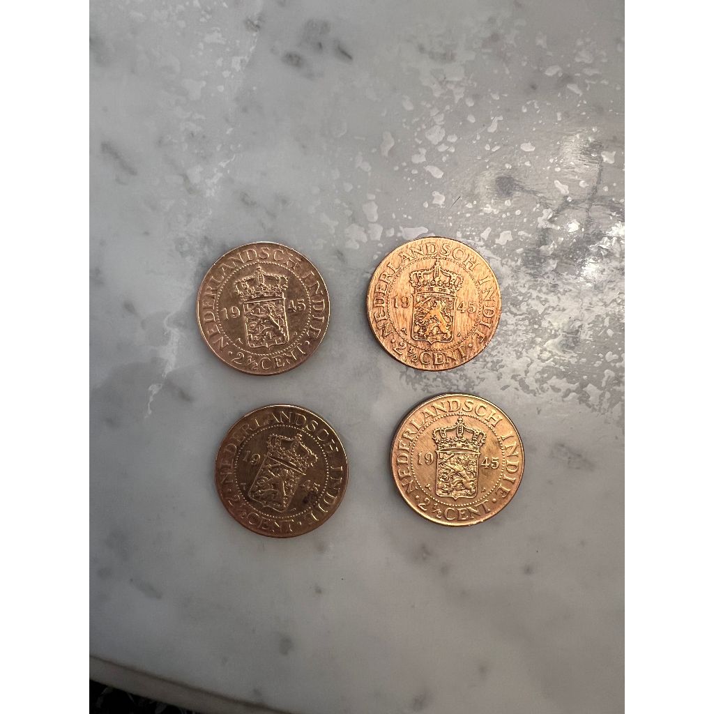 Uang Koin Belanda Nederland Indie 2,5 cent 1945 /  2½ Cent 1945 (benggol)