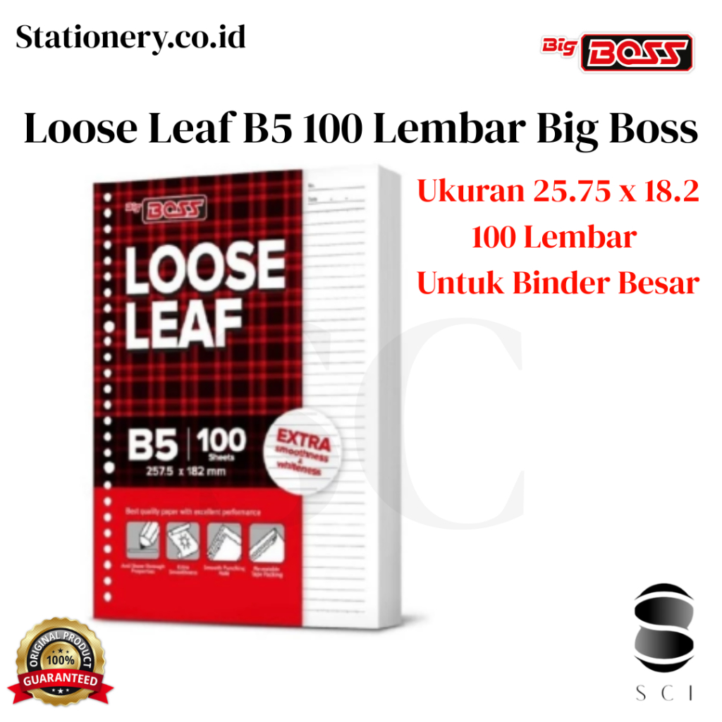 

Loose Leaf B5 100 Lembar Big Boss / Kertas Isi Binder Besar Bigboss