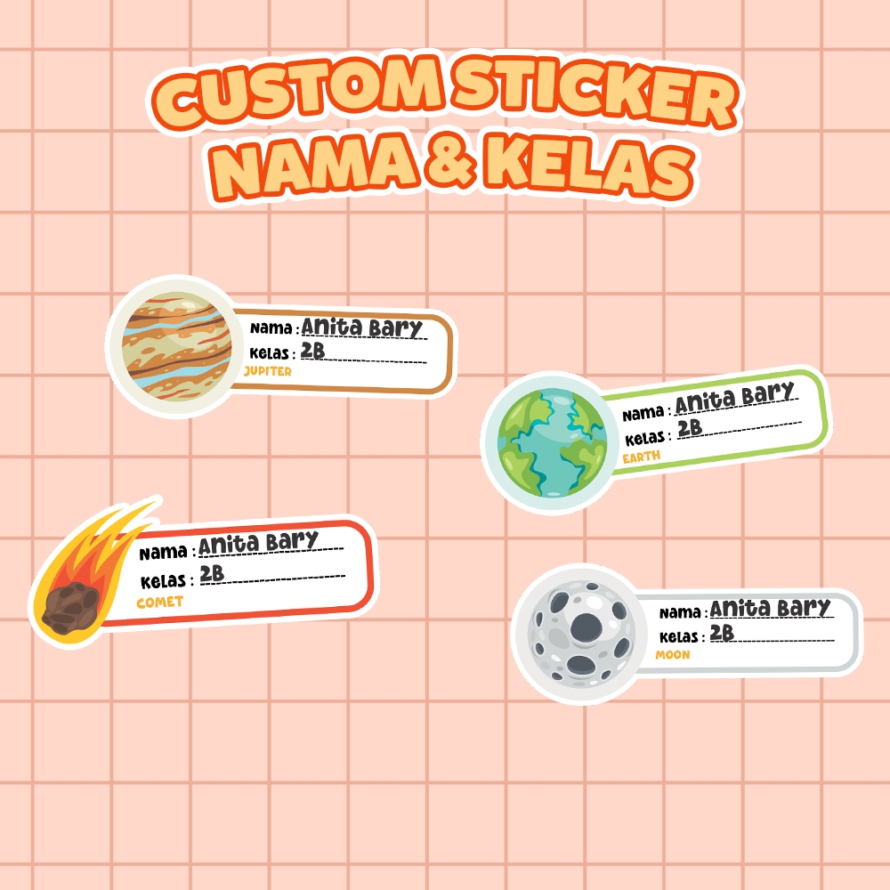 

Sticker nama anak sekolah edisi planet