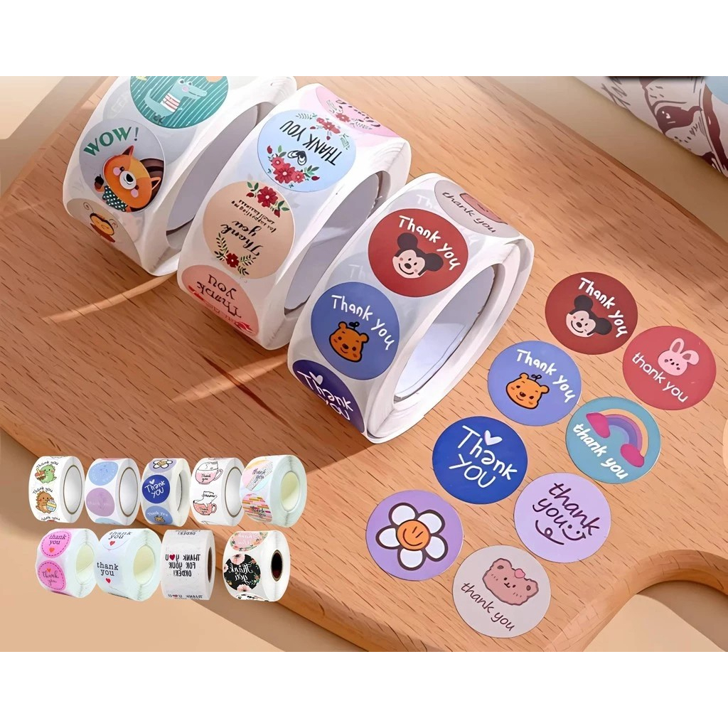

Sticker Thank You Roll Isi 500 Pcs Stiker Terima Kasih Warna Self Adhesive Seal Label Roll Sticker Thank You 2.5Cm Tempelan Ucapaan