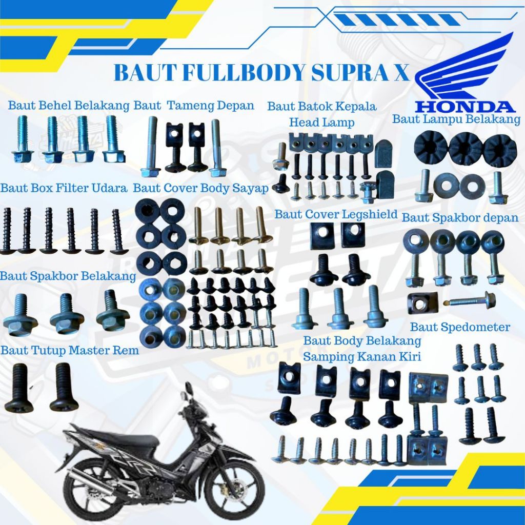 Baut motor supra x/Baut body moto honda supra x 125