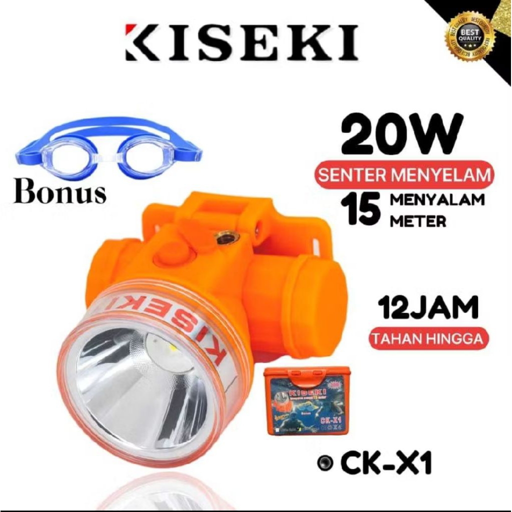 kiseki ck-x1 senter kepala menyelam cahaya putih 20w