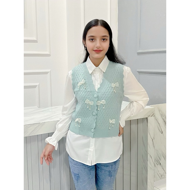 Kemeja Vest Wanita Import Korea Style - Kemeja Rompi Modis Kekinian Elegan