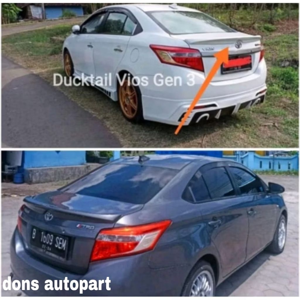 spoiler Ducktail vios gen 3 toyota vios gen 3 original. masih bahan belum dicat