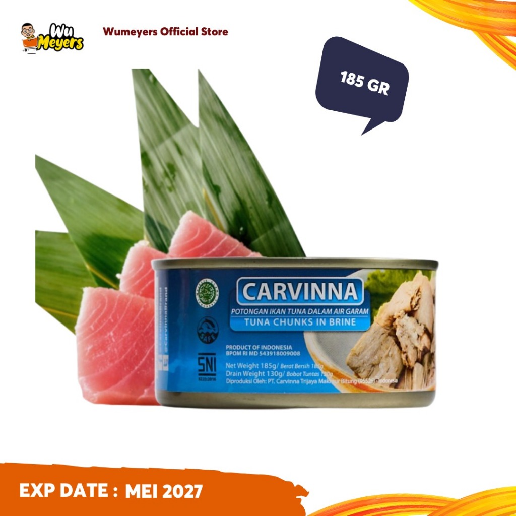 

Carvinna Tuna Chunks in Brine (Ikan Tuna Kaleng)
