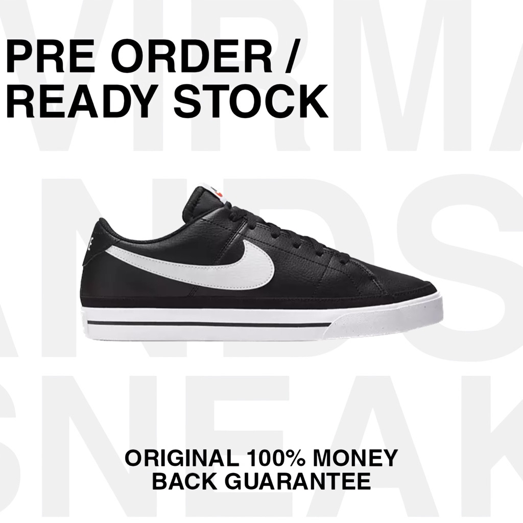 Nike Court Legacy Low Black White Leather Original 100% Sneakers resmi