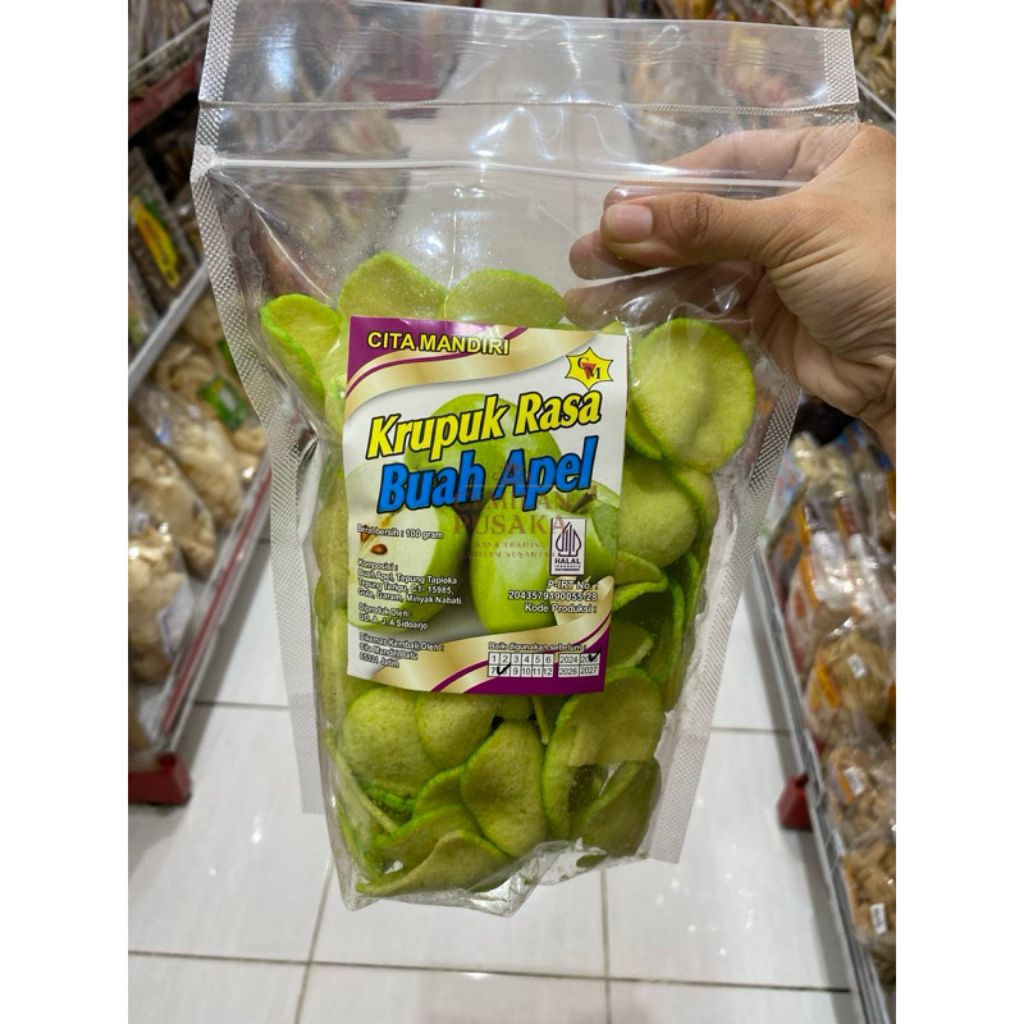 

Kerupuk Buah Rasa Apel Berat 100 Gram