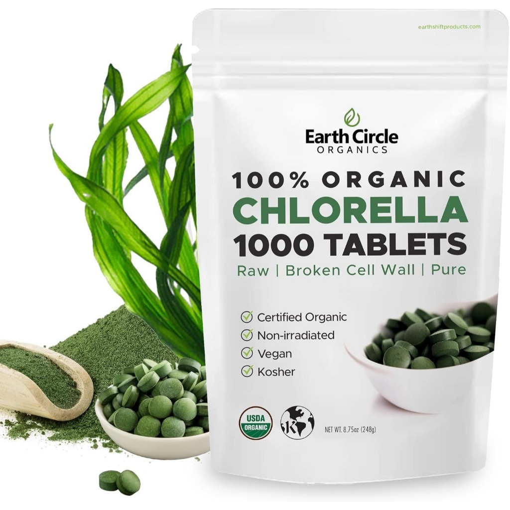 Organic Chlorella Tablets 1,000 Count | High Potency Superfood | Chlorophyll Pills from 100% Pure Gr