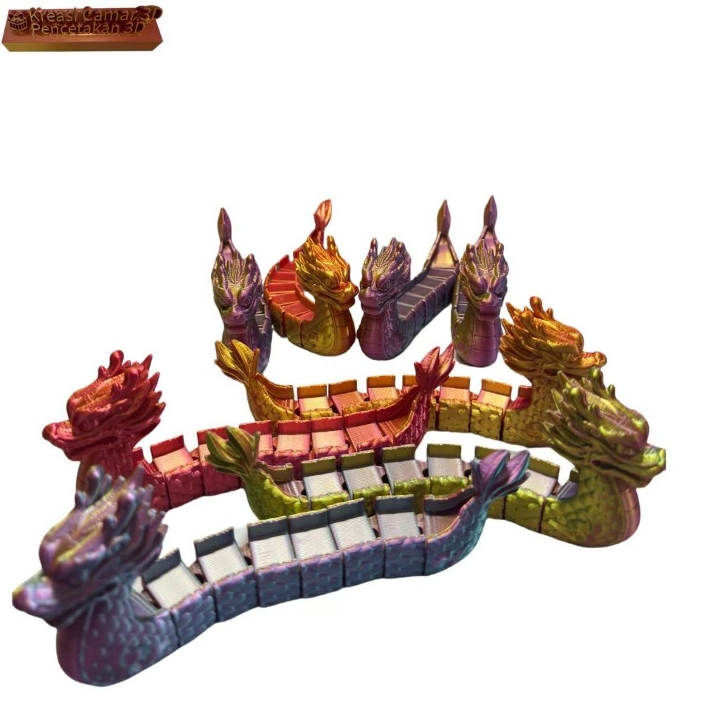 Mainan Perahu Naga 3D,  pajangan perahu naga,miniatur naga dgn tubuh fleksibel Hiasan interior rumah