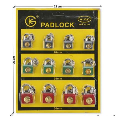 Gembok Mini Warna Gembok tas gembok koper Gembok Pintu gembok kamar 20-25-30 mm 12 Pcs Padlock