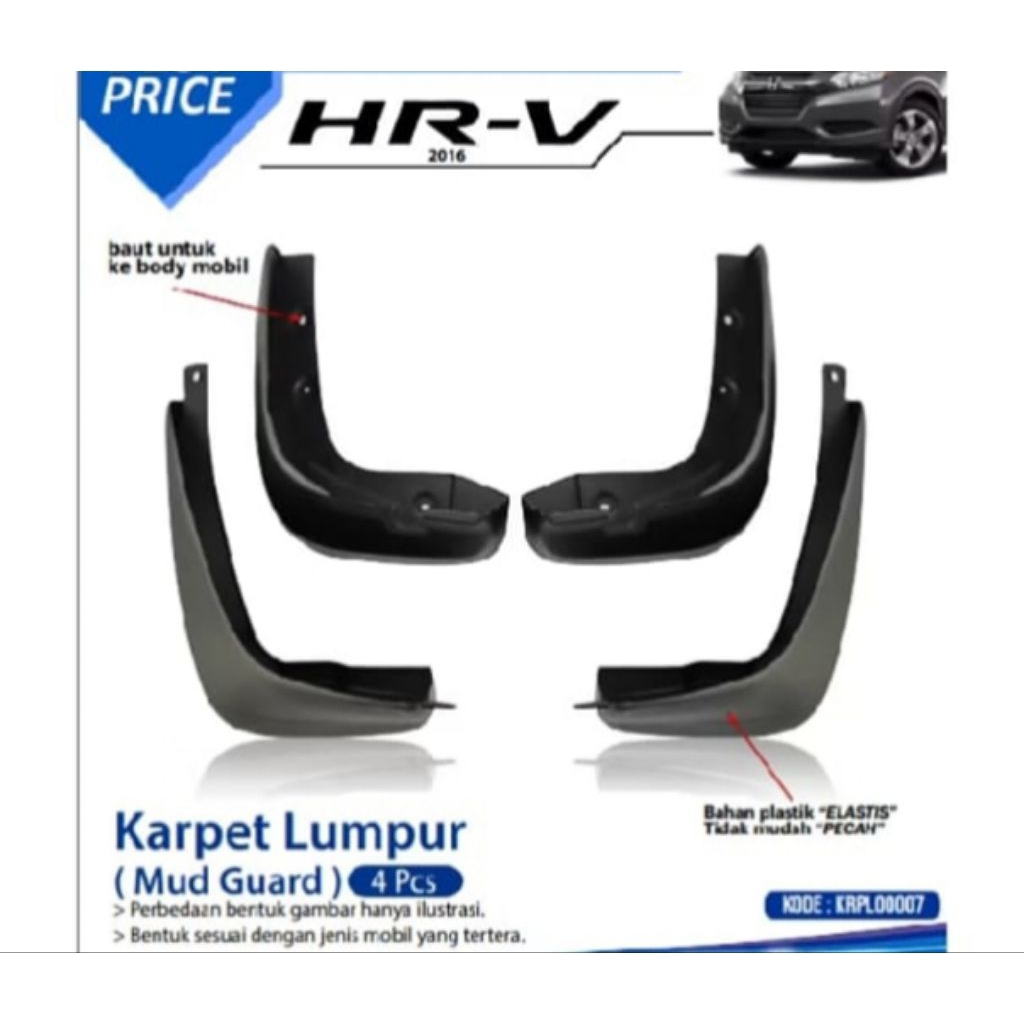 Mudguard Mud Guard Karpet Lumpur HRV 2016 - 2018