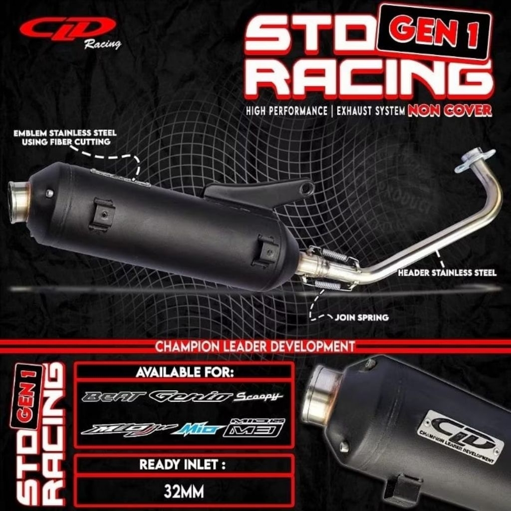 KNALPOT CLD STANDAR RACING GEN 1 MIO KARBU SPORTY SMILE SOUL FINO MIO M3 BEAT SCOOPY GENIO BEAT DELU