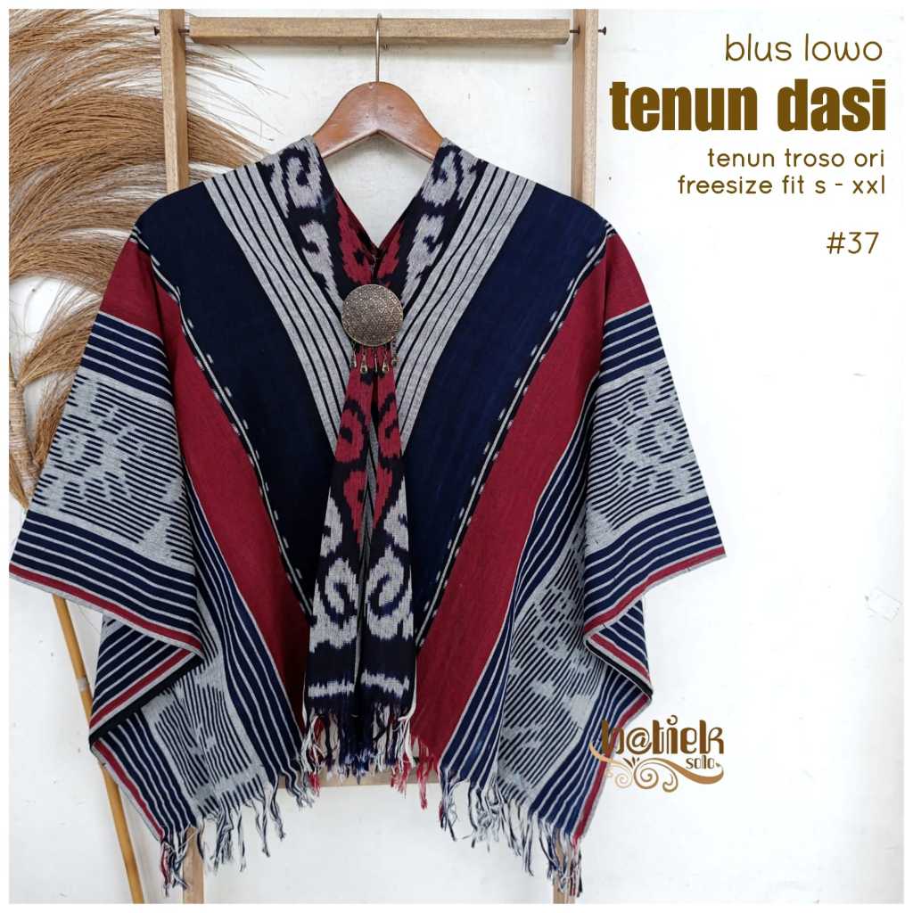 Blus Lowo Tenun Dasi Batik Solo - Atasan Wanita Kelelawar Tenun Troso Asli