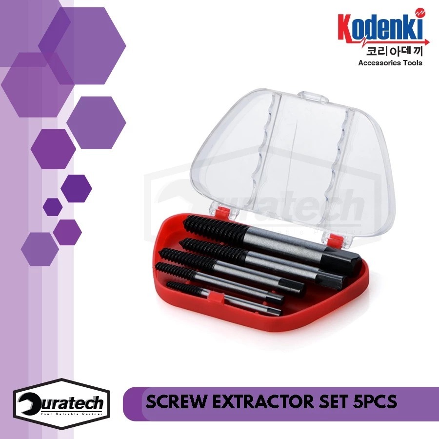 Tap balik screw extractor set 5pcs kodenki - Tap pembuat ulir baut - Screwextractor set 5pcs