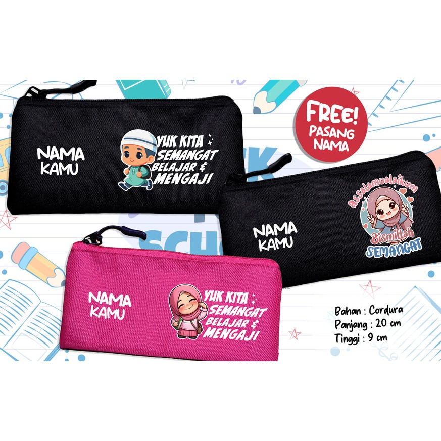 

Pouch Tempat Pensil Ngaji Cita-cita Animasi Kartun