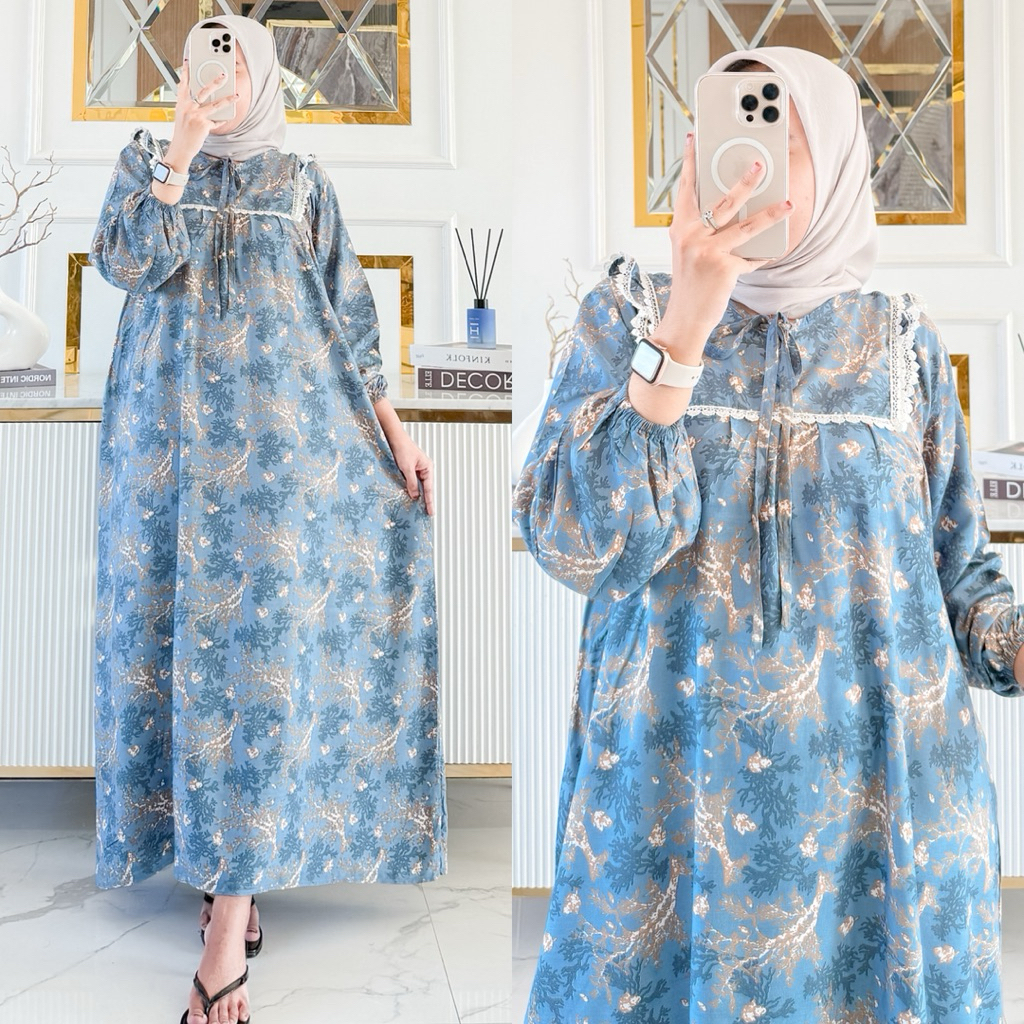 GAMIS DRESS ANJANI DASTER JUMBO LD 115 CM BUSUI WANITA BAHAN RAYON PREMIUM ADEM NYAMAN RATU LAKU DAS