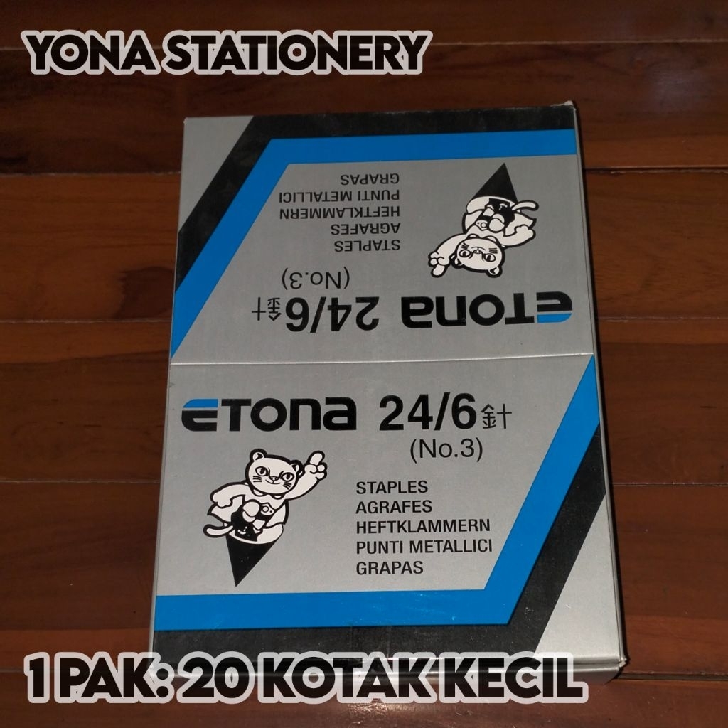 

Isi Staples Etona 24/6 | No.3 | 1 Pak: 20 Kotak Kecil | 24/6-1M