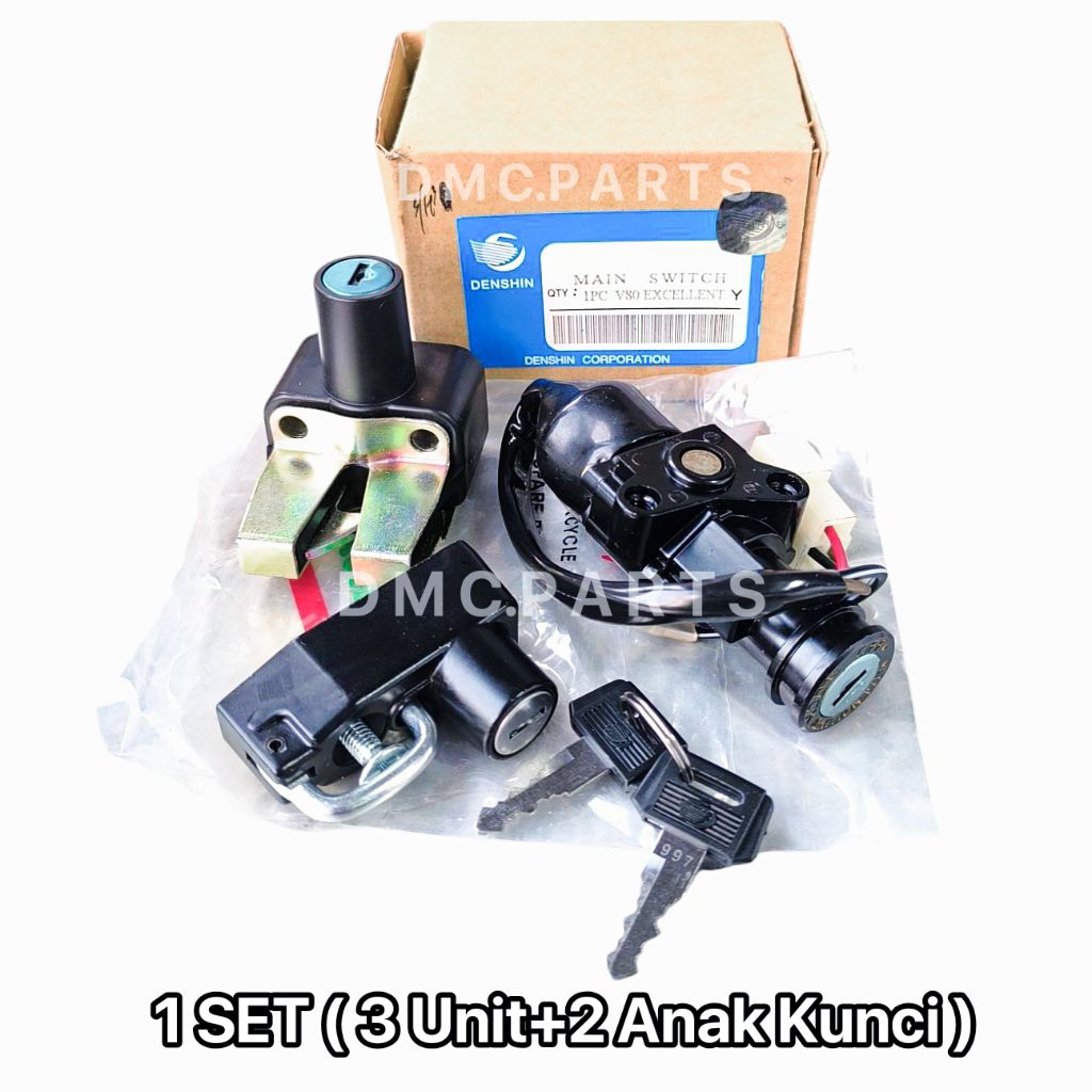 KEYSET ( KUNCI KONTAK + STANG STIR + VARIASI PENGAIT HELM + SADEL JOK )YAMAHA V80EXCELLENT V80 EXCEL