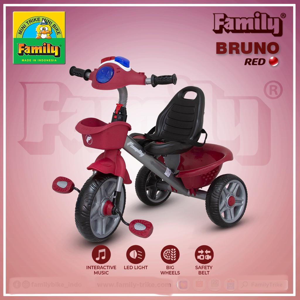 Family F916 F9163 Sepeda Roda 3 Tiga Anak Balita Tricycle Bruno New Model BEN Mainan Musik dan Lampu