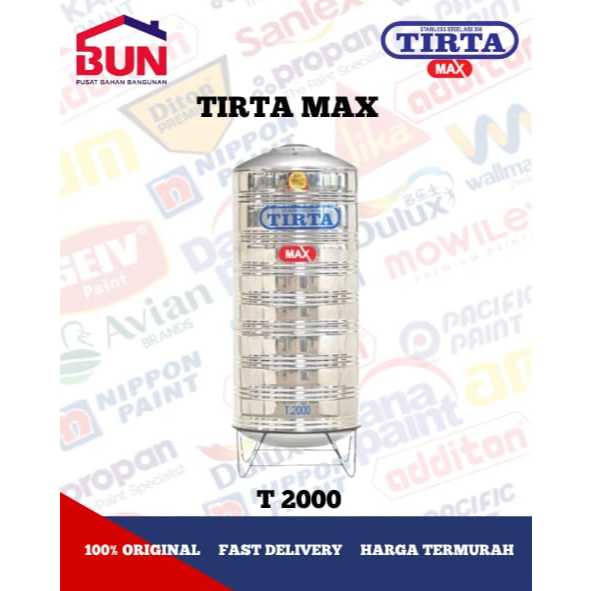 Tangki Air Tirta 2000 Liter Pakai Kaki | Toren Air Stainless Steel 2000 Liter | Tangki Air 2000 Lite