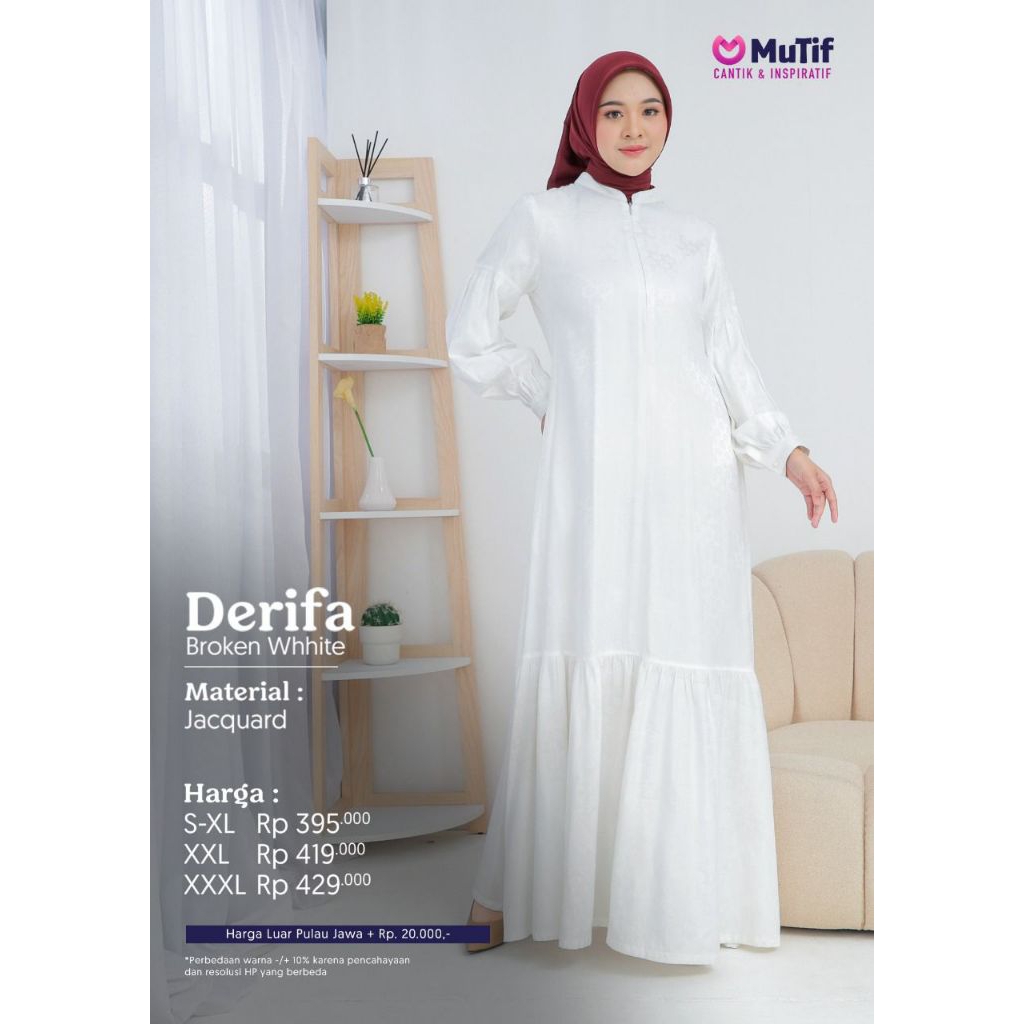 Mutif Gamis Derifa Broken White | Gamis Umroh dan Haji Premium | Gamis Broken White Premium | Gamis 