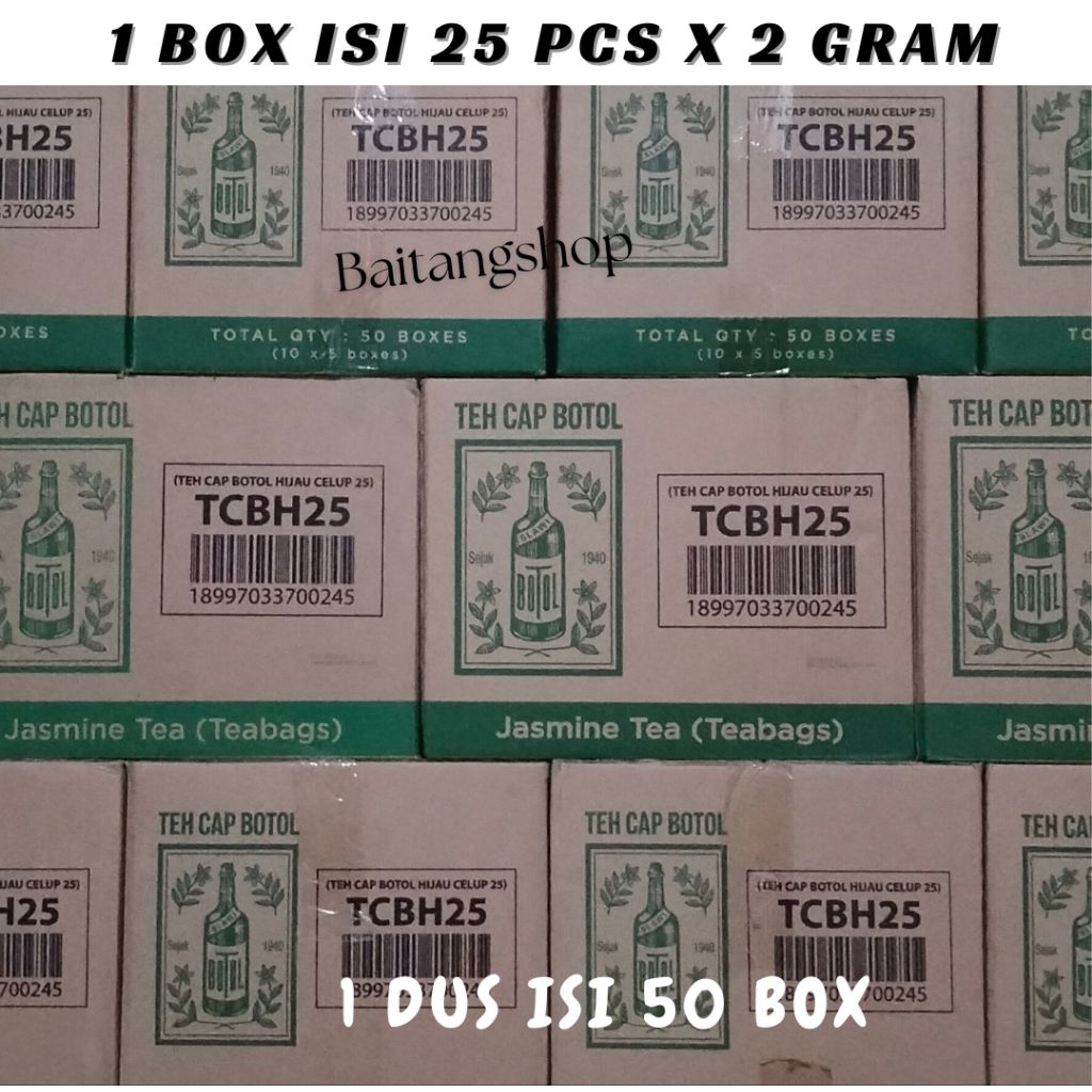 

1 DUS Teh Cap Botol Hijau Aroma Melati isi 50 Box - Teh Celup Cap Botol Hijau 50 Box 25x2grm