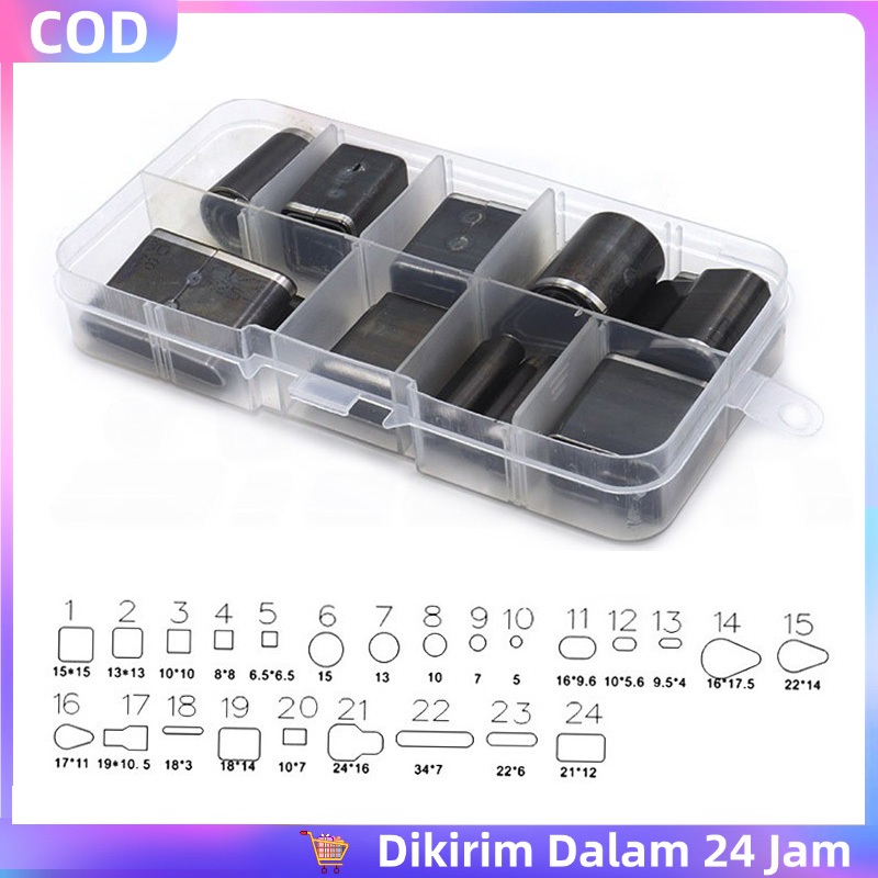 

24 Pcs Leather Craft Alat Pembolong Pembolong Leather Leather Hole Punch Leather Tools Hollow Hole Space Cutter Punch Set