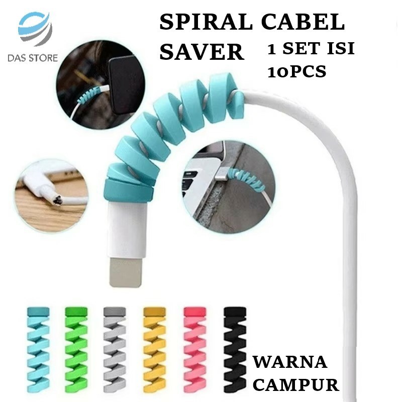 spiral cable saver pelindung ujung kabel data pelindung kabel carger karet anti patah ISI 10 warna c