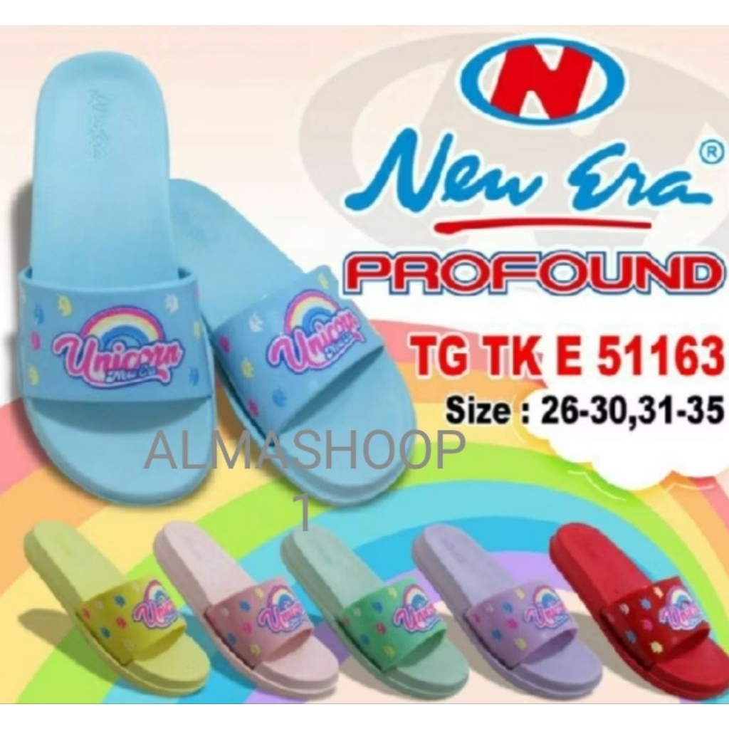 New era sandal slop anak perempuan anti slip sandal anak karakter sandal anak perempuan unicorn