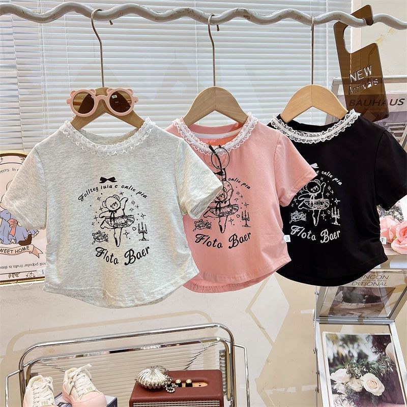 2-11 Tahun Baju Tshirt Atasan Anak Perempuan Korea Style Motif Beruang Storybook Katun