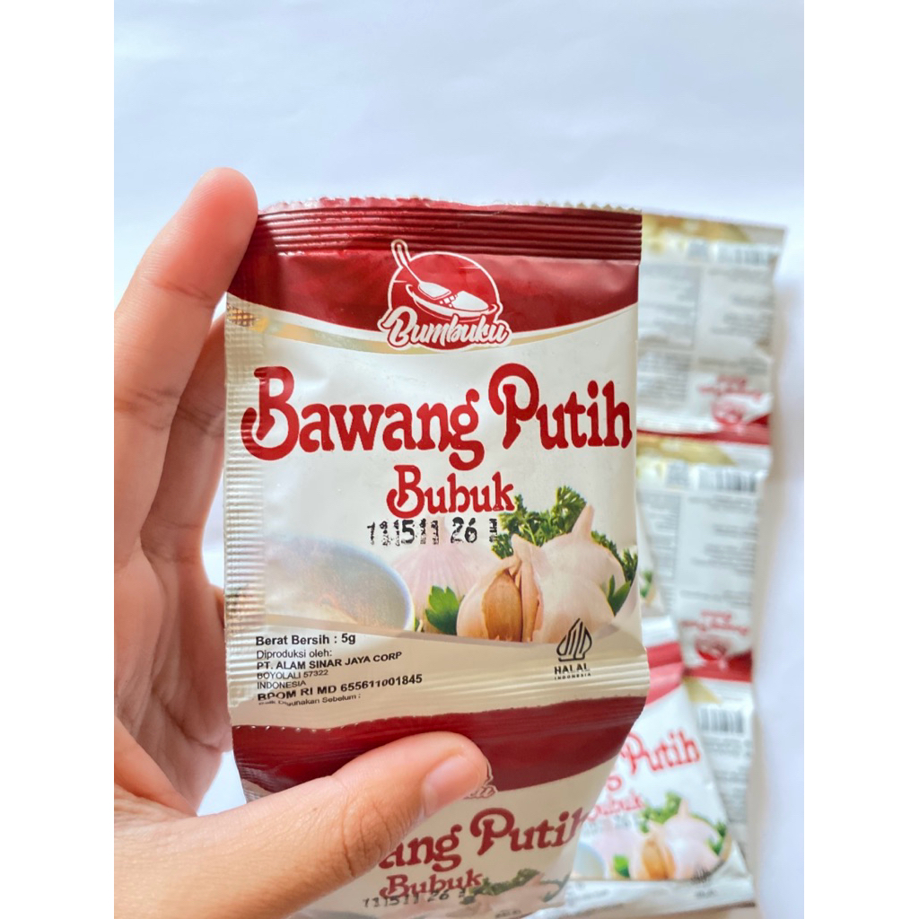 

1 Renceng (12pcs) Bawang Putih Bubuk Bumbuku 5g