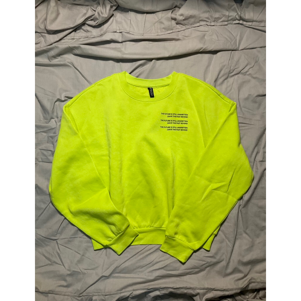 Sweater hoodie crop top HNM H&M preloved neon