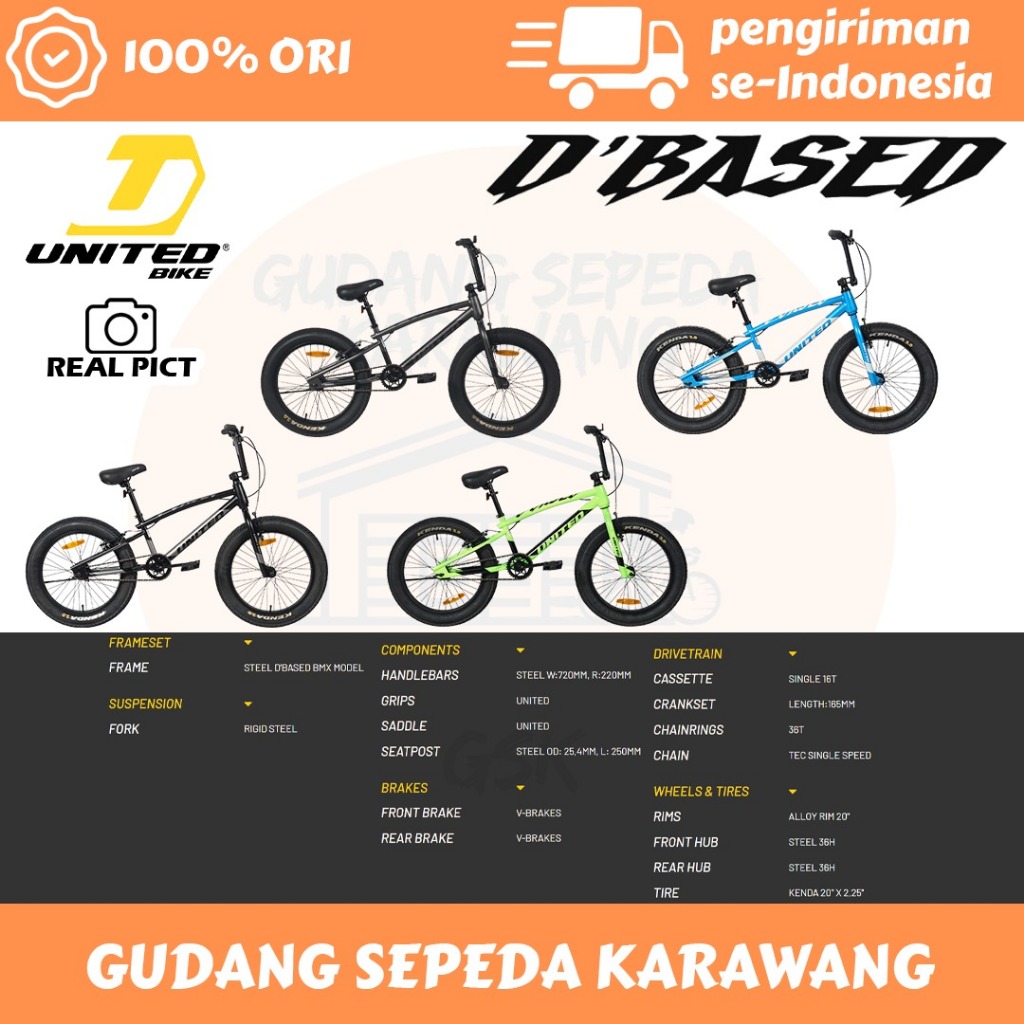 SEPEDA BMX UNITED D'BASED 20INCH BAN JUMBO