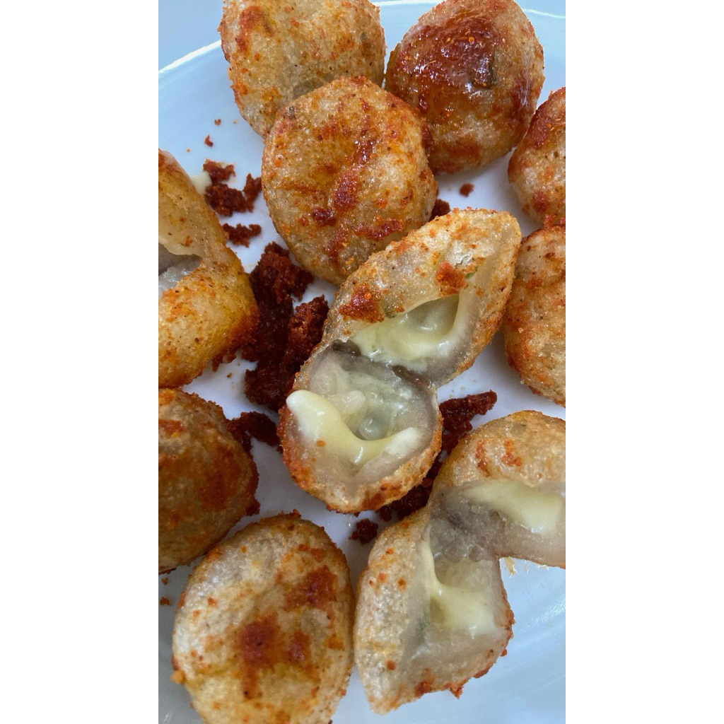 

CIMOL BOJOT MAMI ISI MOZARELLA (isi 10) di dalam kemasan sudah lengkap dengan bumbu bojotnya