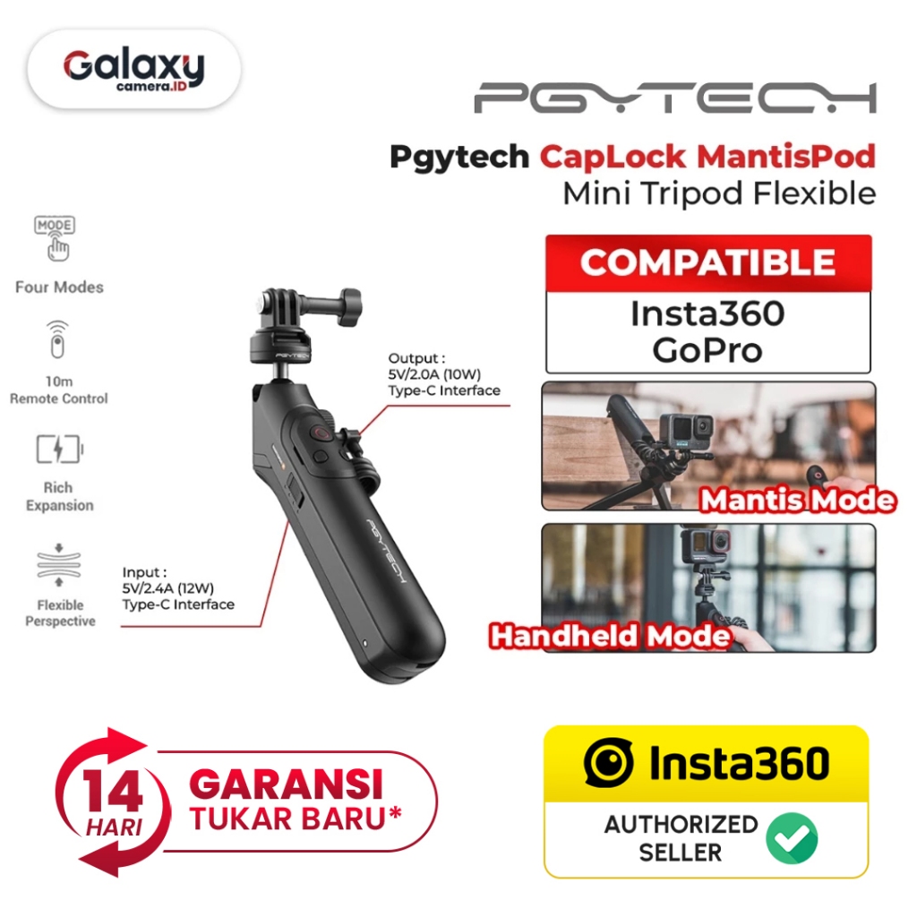 PGYTECH CapLock MantisPod Power GoPro Go Pro Edition & Insta360 Insta 360 Edition