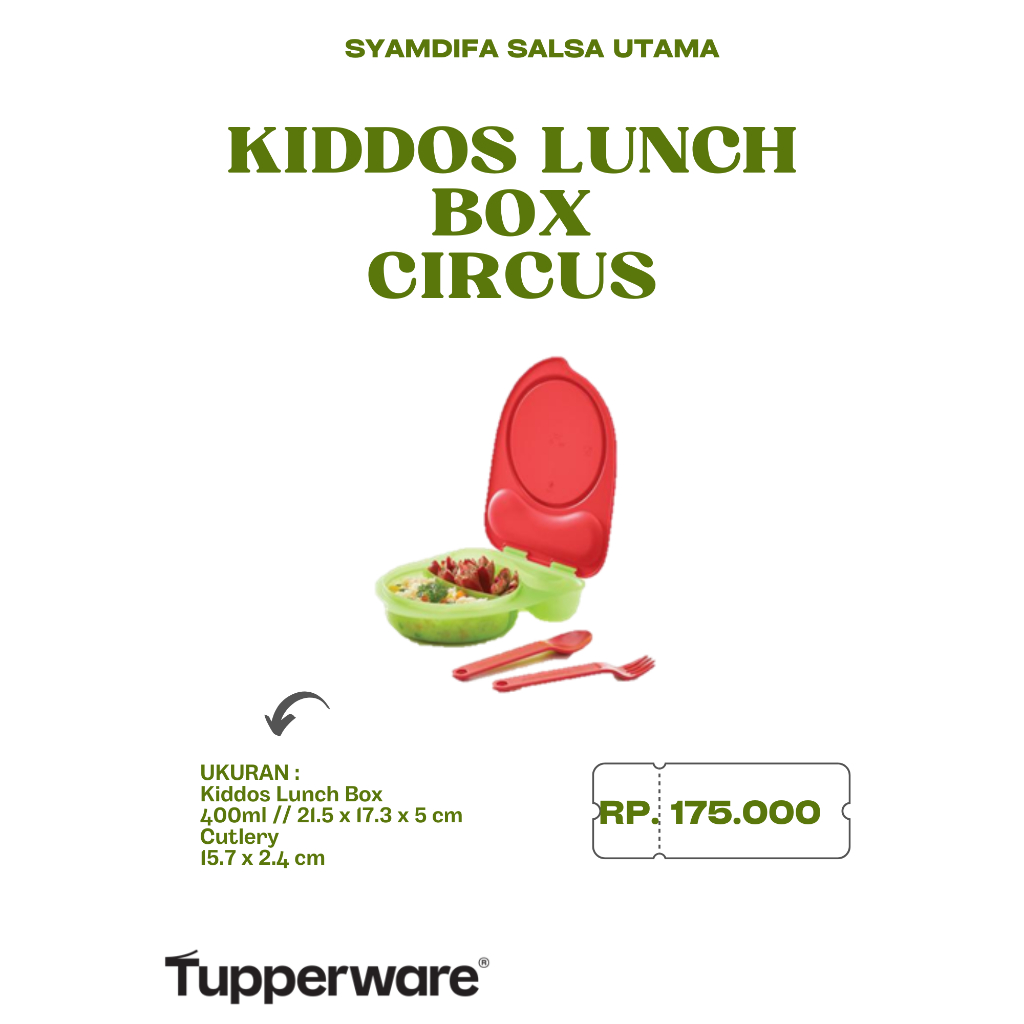 Tupperware Ori - Bawa Bekal Set Purple, Green / Kiddos Lunch Box / Barbie Lunch Set