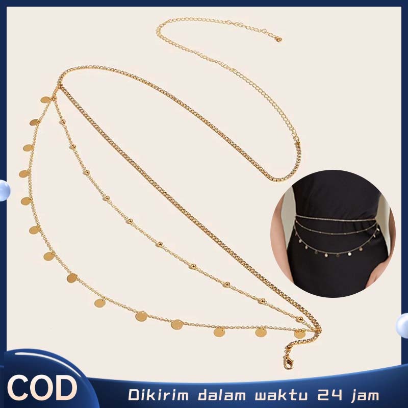 Chain Belt Tiga Lantai Belt Rantai Wanita Belt Pinggang Wanita Rantai Fahsion Korea Belt Rantai Ping