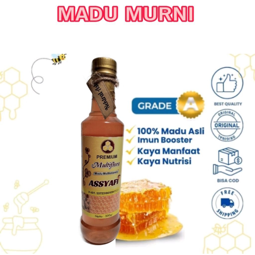 

Madu Assyafi Multiflora Gred A,500gr Packing bubble