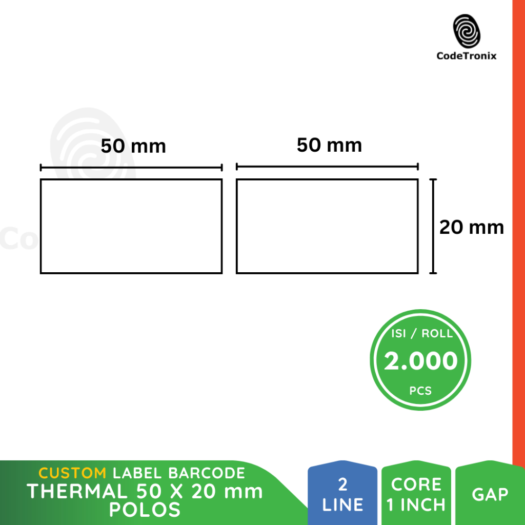 

Label Stiker Kertas Thermal 50x20 Direct Sticker Barcode 2 Line 2000 pcs