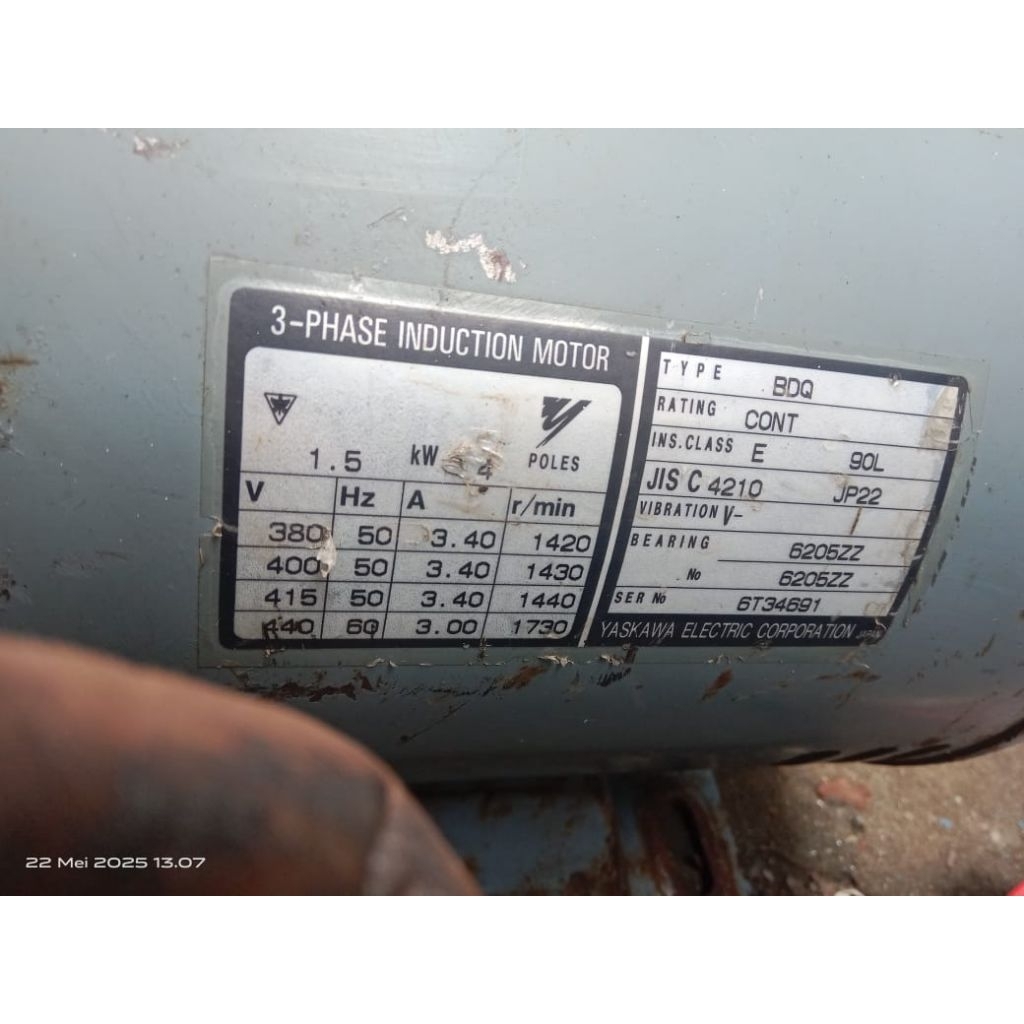 DINAMO PENGGERAK 2 HP RPM1400, 3 PHASE