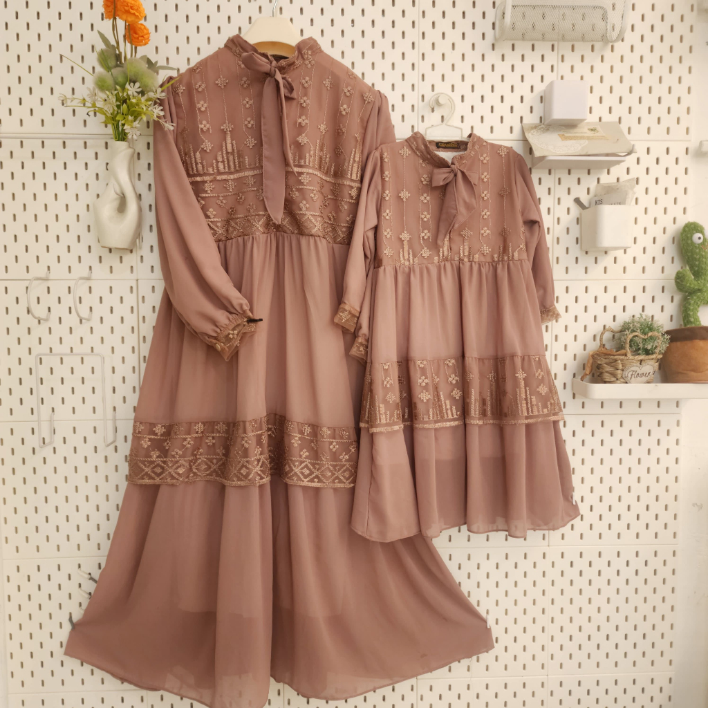 Gamis brokat terbaru 2025 Gamis Ceruty Dress Baby Doll Mix Brokat