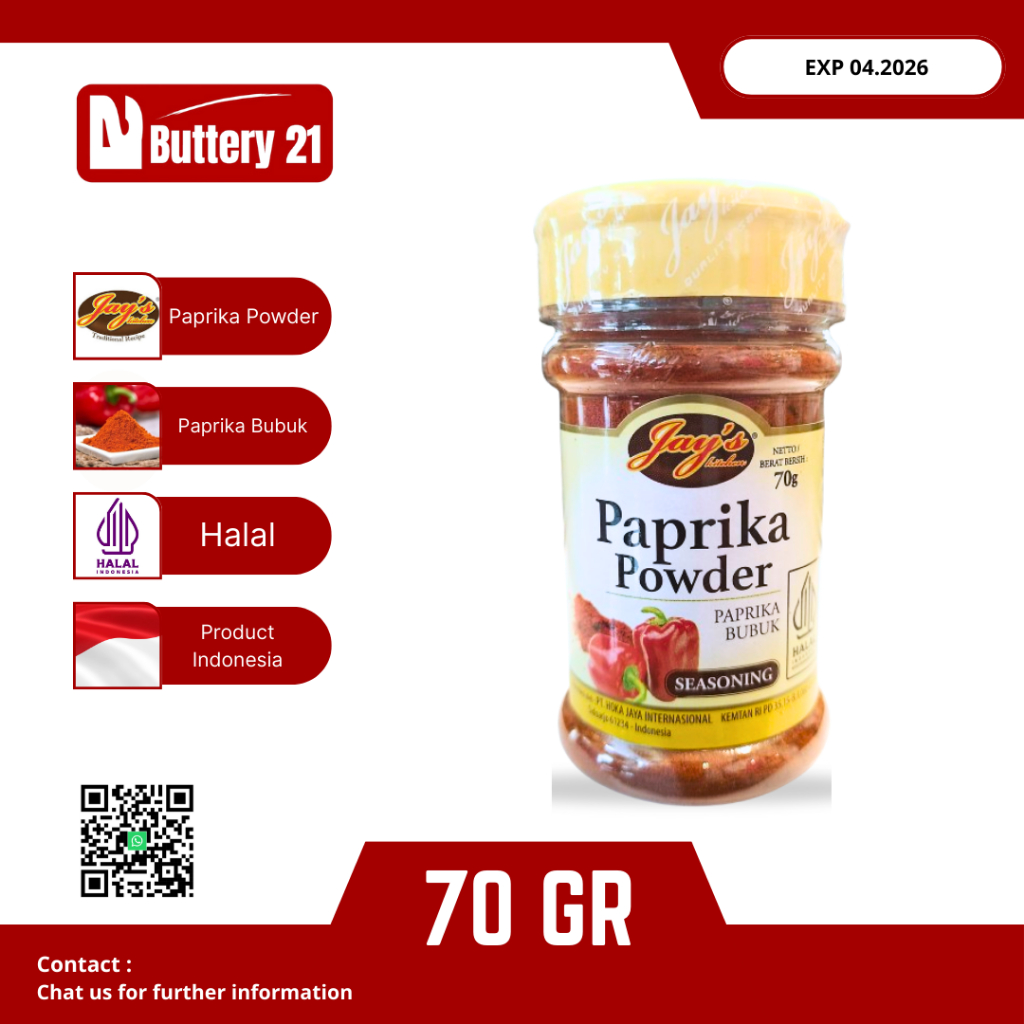 

JAYS KITCHEN PAPRIKA POWDER 70 GR/PAPRIKA BUBUK/BUMBU JAYS/BUMBU DAPUR