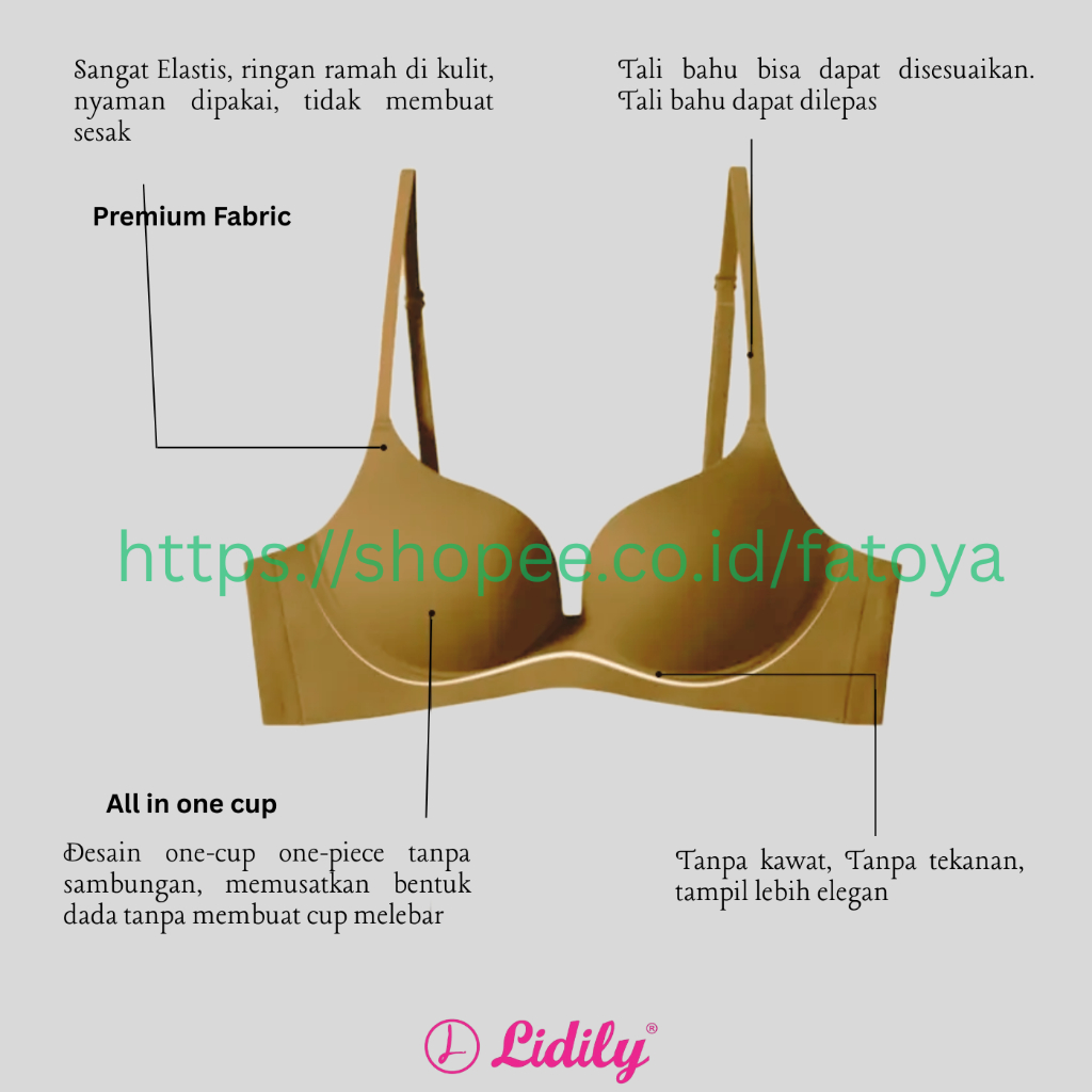 LIDILY Bra BH Seamless Premium Big Cup Besar Tanpa Kawat Cup C